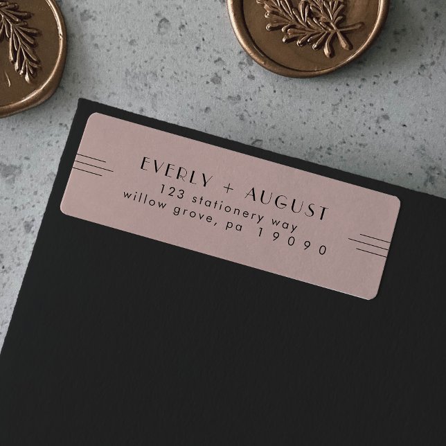  Returetiketter för Rosa Returadress Etikett (EVERLY Art Deco Blush Pink Return Address Labels)