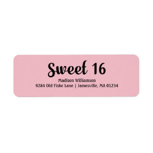 Returetiketter för rosa Sweet sixteen Returadress Etikett