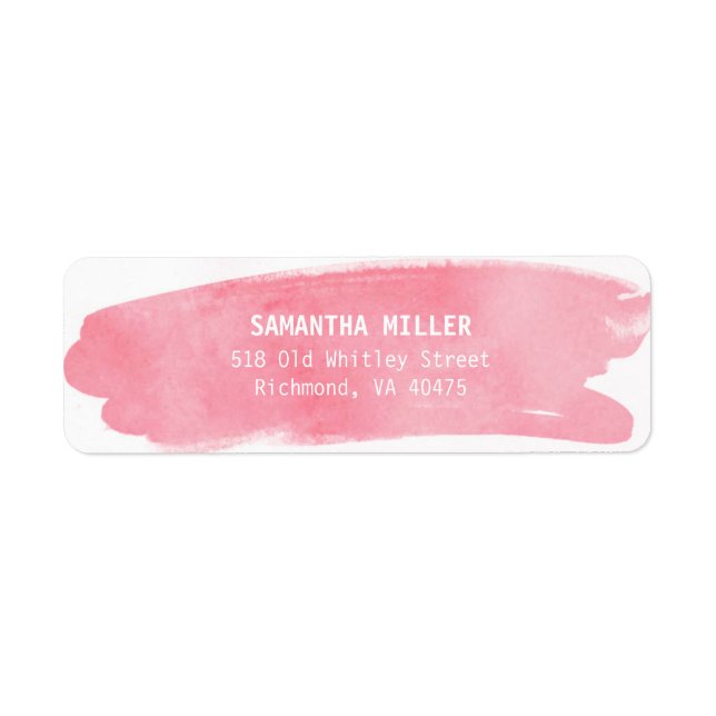 Returetiketter för rosa vattenfärg returadress etikett (Framsidan)