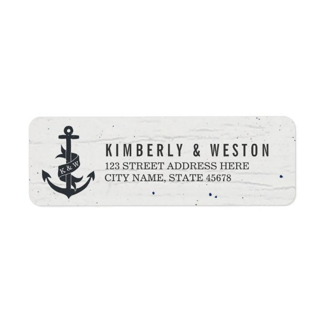Returetiketter för Rustic Anchor Monogram Returadress Etikett (Framsidan)