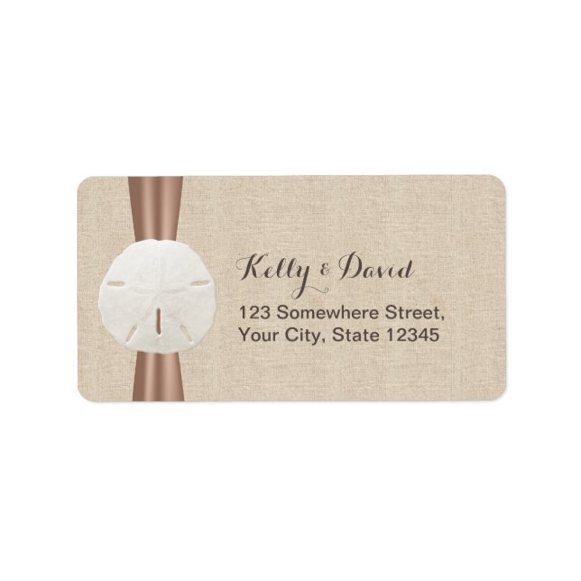 Returetiketter för Rustic Sand Dollar Burlap Adressetikett (Framsidan)