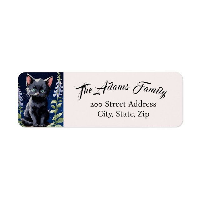 Returetiketter för skadlig svart katt returadress etikett (Framsidan)