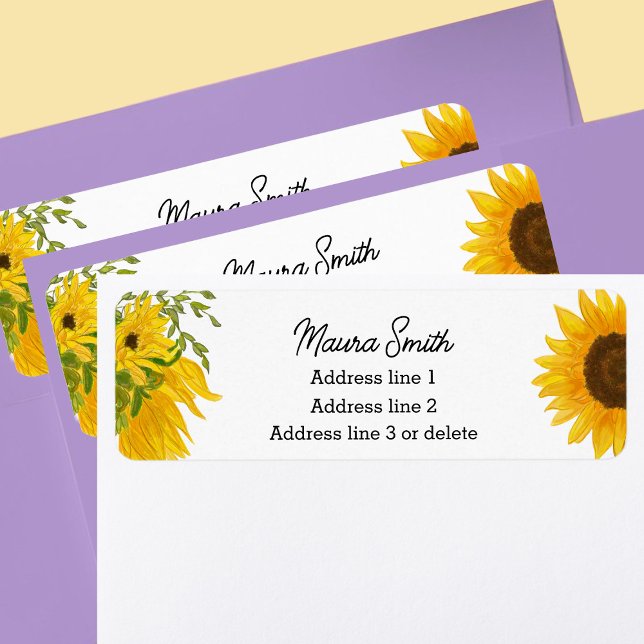 Returetiketter för solrosblommigt returadress etikett (Skapare uppladdad)