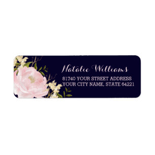 Returetiketter för söt Blue Rosa Blommigt Returadress Etikett