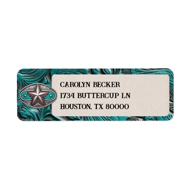 Returetiketter för Studenten-kuvert för westernt l Returadress Etikett (Framsidan)