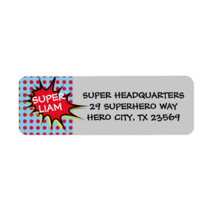 Returetiketter för Superheropartyinbjudan Returadress Etikett
