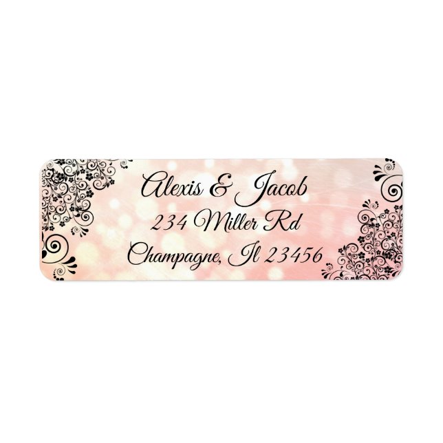 Returetiketter för svartvitt och korall Elegant Returadress Etikett (Framsidan)