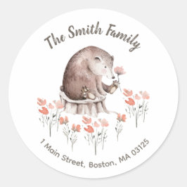 Returetiketter för träbets runt klistermärke