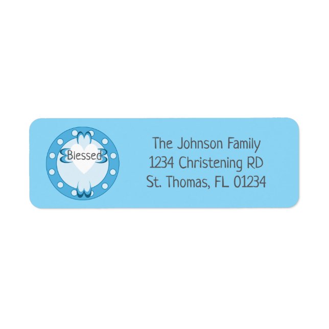 Returetiketter för välsignad baptism returadress etikett (Framsidan)