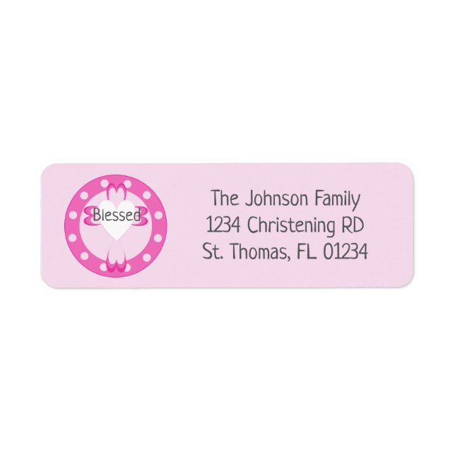 Returetiketter för välsignad baptism returadress etikett (Framsidan)