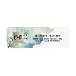 Returetiketter för vattenfärg i Botaniska Bröllop Returadress Etikett