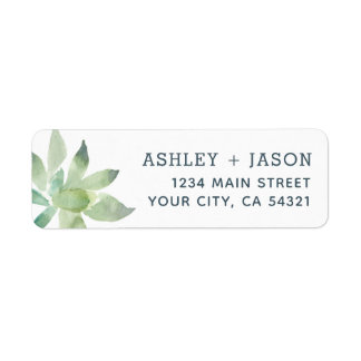 Returetiketter för vattenfärg Succulent Bröllop Returadress Etikett