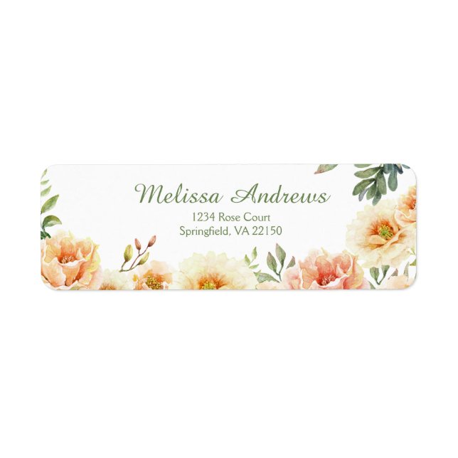 Returetiketter för vattenfärgen blommigt returadress etikett (Framsidan)