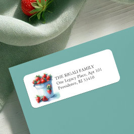 Returetiketter för vattenfärgjordgubbsjordgubbar returadress etikett