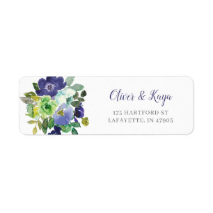Returetiketter för vattenfärgsblommor returadress etikett