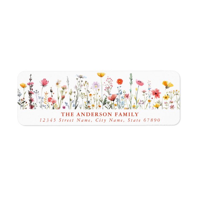 Returetiketter för vild blomma returadress etikett (Framsidan)