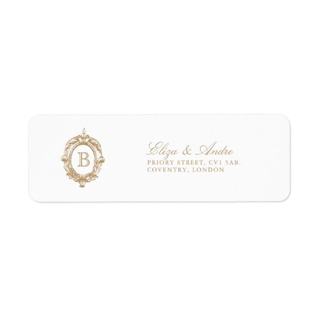 Returetiketter för vintage Monogram Vapensköld Returadress Etikett (Framsidan)