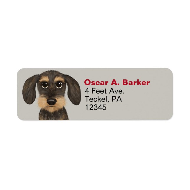 Returetiketter för Wirehsted Dachshund Teckel Returadress Etikett (Framsidan)