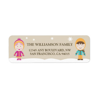Returetiketter från vår familj (choklad) returadress etikett