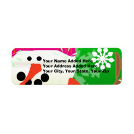 Returetiketter i Bright Lycklig Snögubbe Returadress Etikett