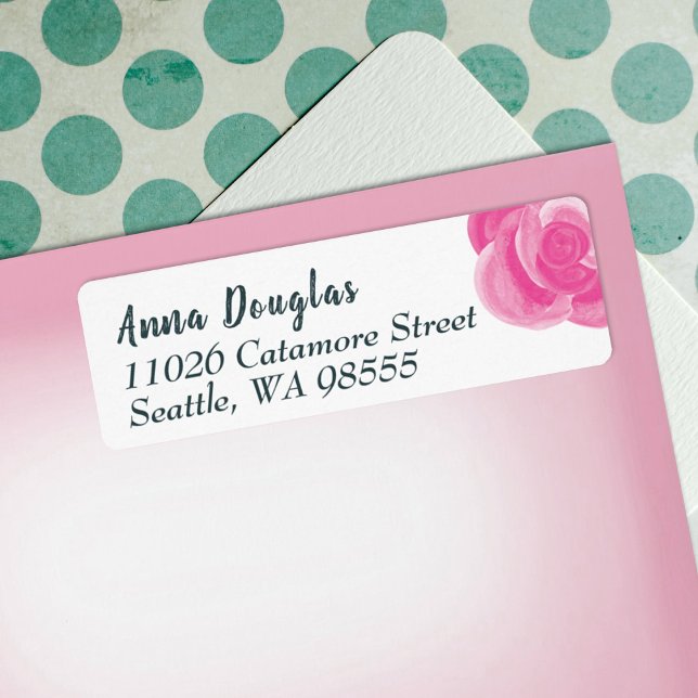 Returetiketter i Bright Rosa ros Returadress Etikett (pink rose address label return address pink floral roses flower pink grad graduate mailing label)