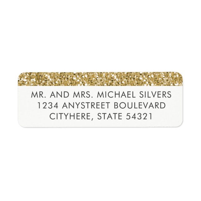 Returetiketter i det moderna minimala Guld Glitter Returadress Etikett (Framsidan)