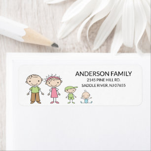Returetiketter i Family Stick figurer Returadress Etikett