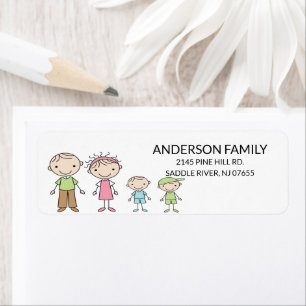 Returetiketter i Family Stick figurer Returadress Etikett