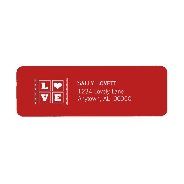 Returetiketter i Kärlek block, Mörk Red Returadress Etikett (Framsidan)