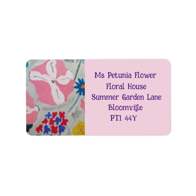Returetiketter i Petunias & Summer Flowers Adressetikett (Framsidan)