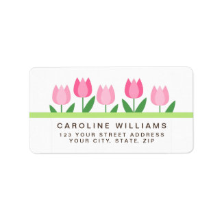 returetiketter i rosa tulp gräns adressetikett