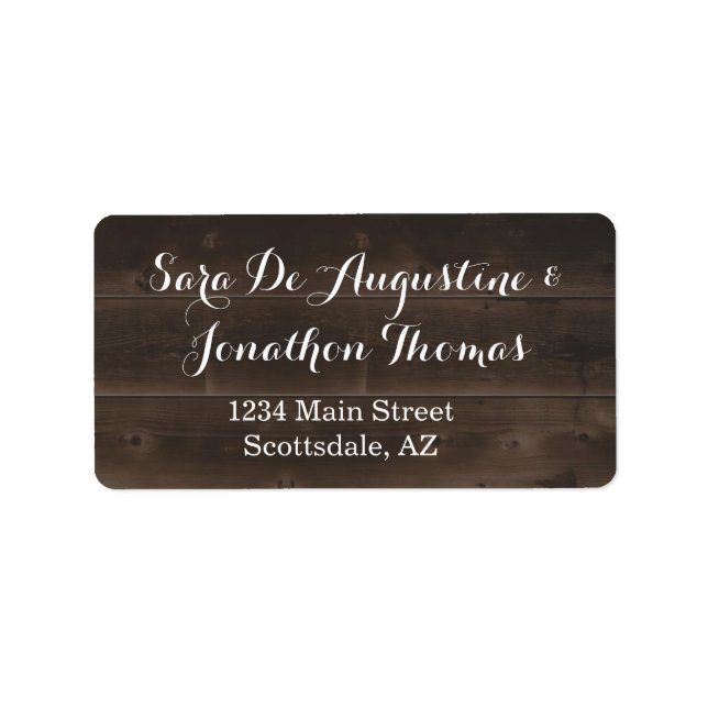 Returetiketter i Rustic Wood Bröllop Adressetikett (Framsidan)