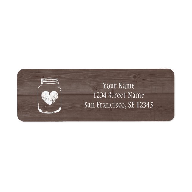Returetiketter i Wood land chic Mason burk Returadress Etikett (Framsidan)