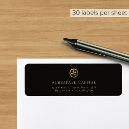 Returetiketter med Guld Compass-Logotyp Returadress Etikett
