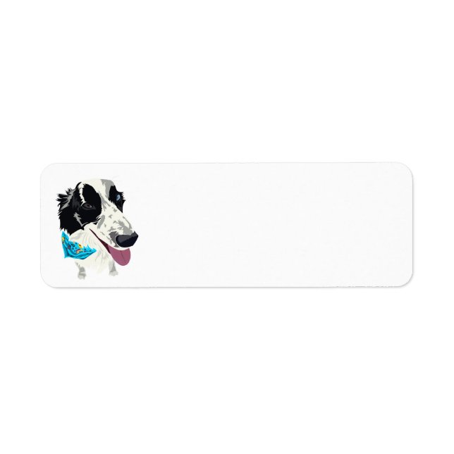 returetiketter med Scarged Gräns Collie Returadress Etikett (Framsidan)