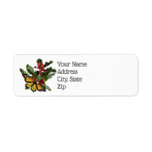 Returetiketter - Monarch Butterfly & Holly