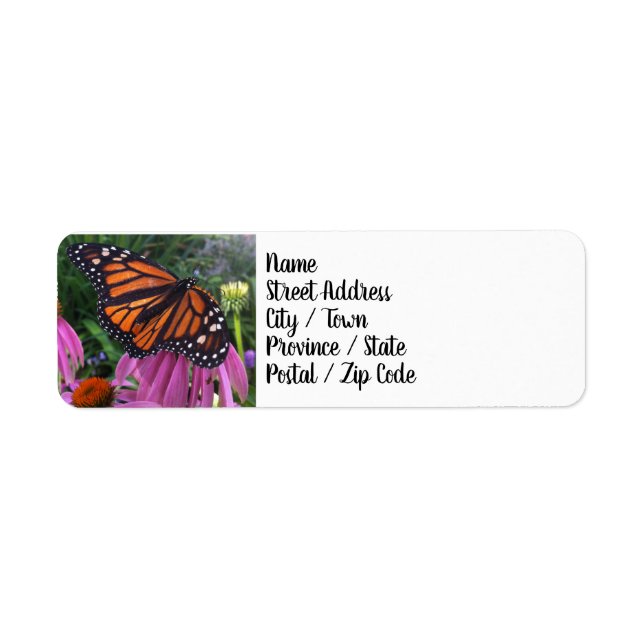 Returetiketter - Monarch Butterfly Returadress Etikett (Framsidan)