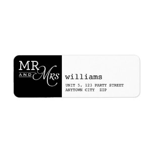 RETURETIKETTER Mr & Mrs. pography black Returadress Etikett