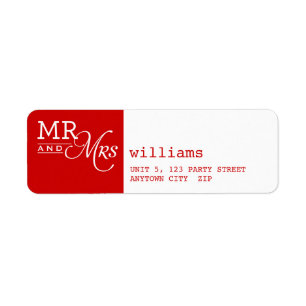 RETURETIKETTER Mr & Mrs. pography red Returadress Etikett
