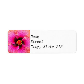 Returetiketter - Rosa Hibiscus. Returadress Etikett