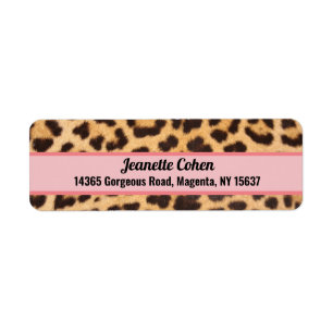 Returetiketter Rosa Leopard Skriv ut Returadress Etikett