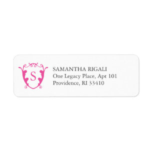 Returetiketter Vibrant Rosa Monogram Returadress Etikett