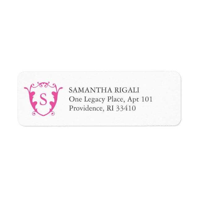 Returetiketter Vibrant Rosa Monogram Returadress Etikett (Framsidan)