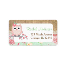 returetiketter vid uggla, shabby chic-bäcken