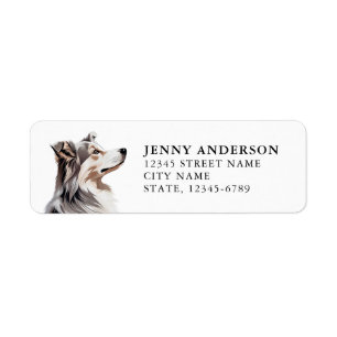 Returetiketterna australian shepherd returadress etikett