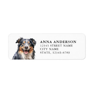 Returetiketterna australian shepherd returadress etikett