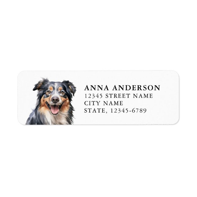 Returetiketterna australian shepherd returadress etikett (Framsidan)