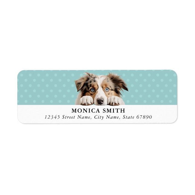Returetiketterna australian shepherd returadress etikett (Framsidan)