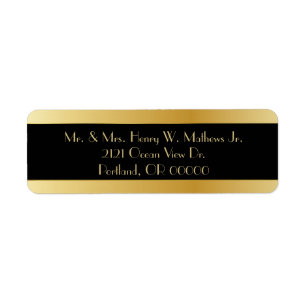 Returetiketterna Black & Guld Personligt bröllp Returadress Etikett