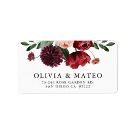Returetiketterna Burgundy Flower Bröllop Adressetikett